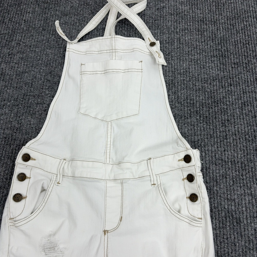 Guess Overalls Womens 29 White Cotton Distressed Ripped Slim Casual Streetwear - Picture 4 of 10